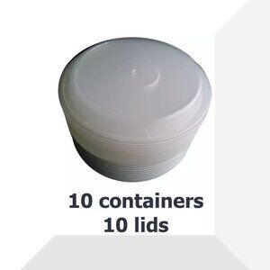 Microwave-Safe Meal Prep Containers with Clear Lids, White, Set of 10